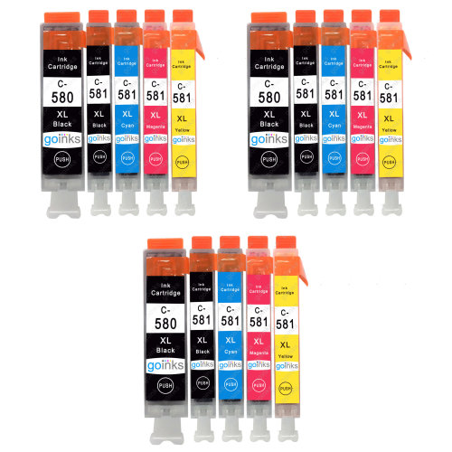 3-go-inks-set-of-5-ink-cartridges-to-replace-canon-pgi-580-and-cli-581-compatible-non-oem-for-pixma-printers-15-pack