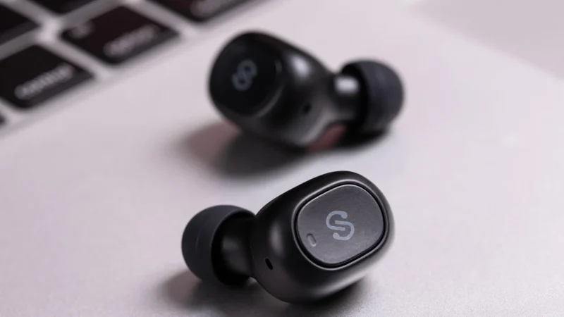 (Black) TWS bluetooth 5.0 Earphones Active Noise Reduction Charging Box Wireless Headphone Touch Control With Microphone