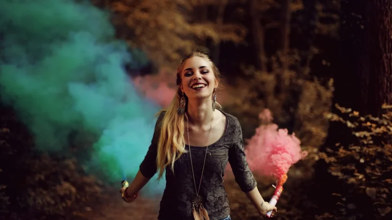 (EU Plug) Maker Smoke Fog Machine Color Changing Party Prop With 12LED Color Changing Party Prop Home Decoration
