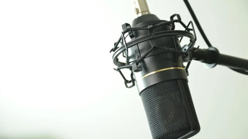 USB Condenser Microphone Set with Foldable Mic Tripod Power Cord Foam Wind Muff